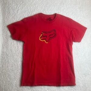 Y2K fox‎ racing men's red T-shirt grunge skater racing